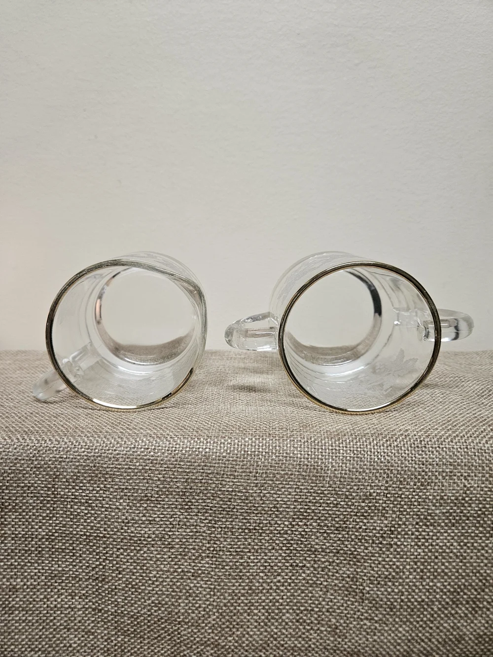 1940's Bartlett Collins‎ Glass Creamer and Sugar Set with Gold Rim